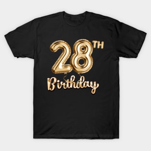 28th Birthday Gifts - Party Balloons Gold T-Shirt